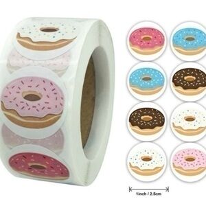 1Roll 500 donuts stickers